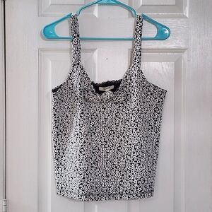 NWT Madewell Daisy Jacquard Tie-Front Cami Top Black White Floral Tank Size M